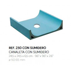 Жолоб із відстійником внутрішній 24.5х24.5х6.5см R 50-65 мм (блакитний)
