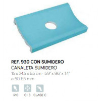 Жолоб із відстійником зовнішній 15х24.5х3.5см R 50-65 мм, (блакитний)